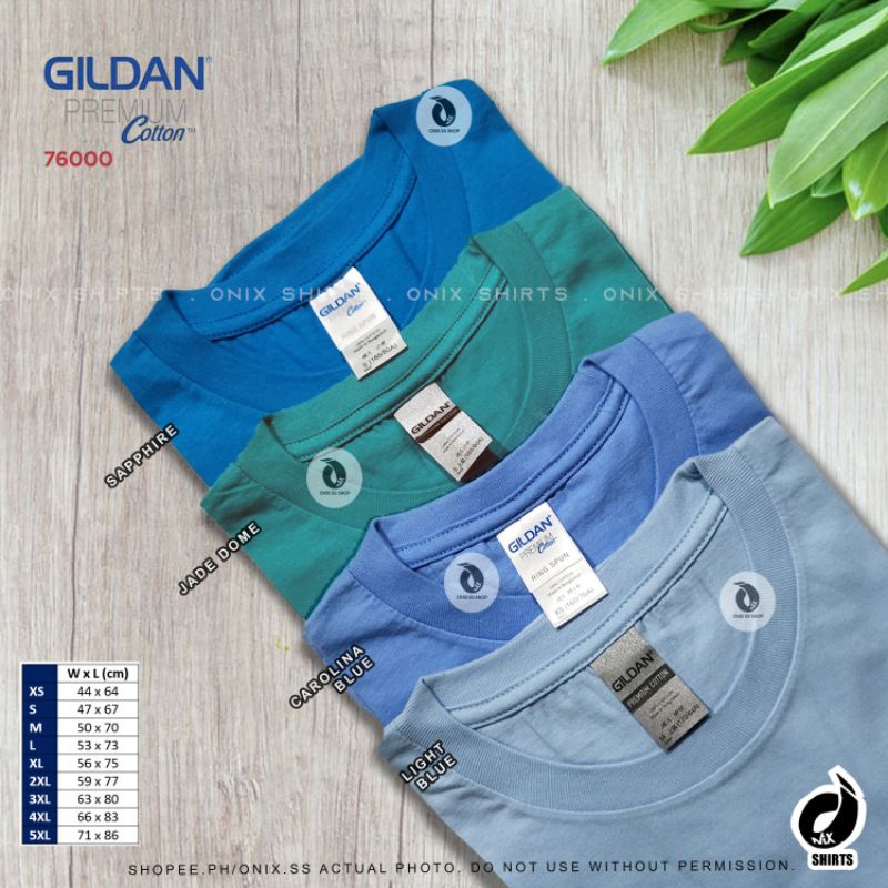 GILDAN 76000 Premium Cotton Plain Shirt (Sapphire,Jade,Carolina Blue ...