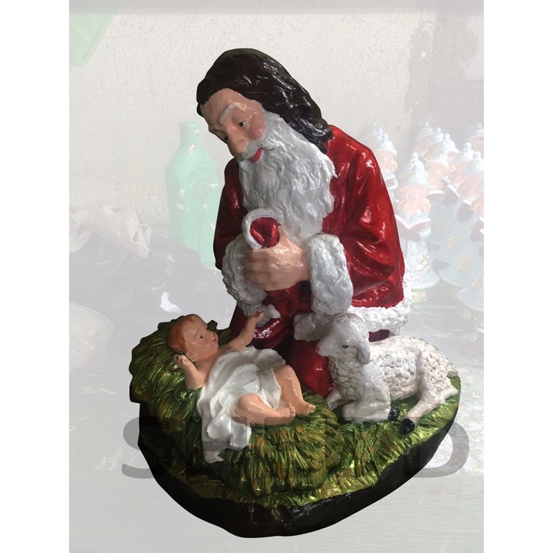 Santa Claus With Baby Jesus 1 Foot Christmas Decor Fiber Resin Shopee Philippines