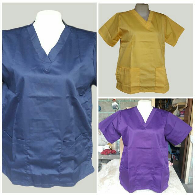 Scrub suit tops only lacost cotton fabric Shopee Philippines