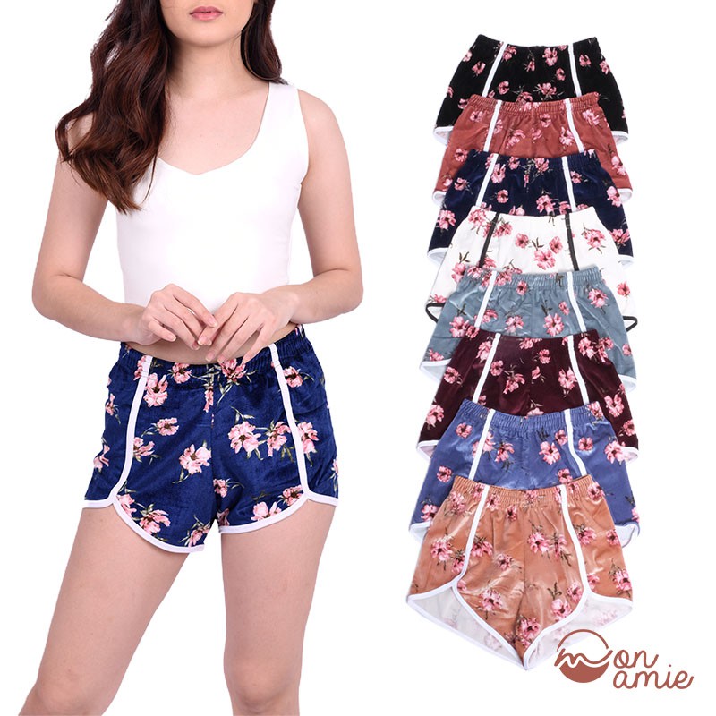 DIRECT SUPPLIER KATHRYN FLORAL VELVET DOLPHIN BOOTY SHORTS Shopee