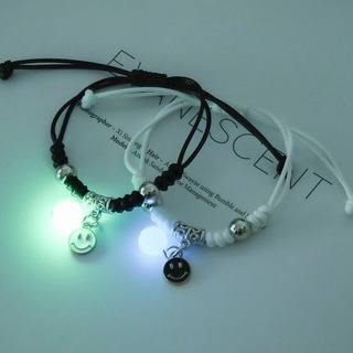 2Pcs Luminous Magnetic Couple Bracelet Friendship Trio Bracelet Creative Adjustable Charm Bracelet Jewelry Lover Gift/couple Magnetic Attract Braided Bracelet #7