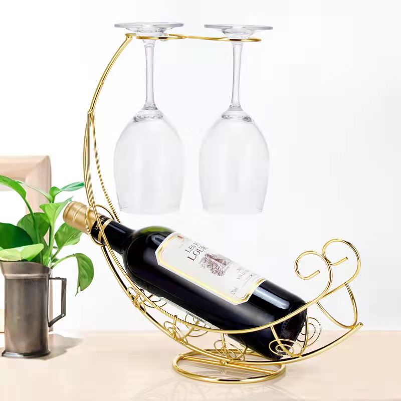 Retro Wine Bottle Holder Wine Rack Champagne Bottles Stand Glass Cup Holder Display Hanging