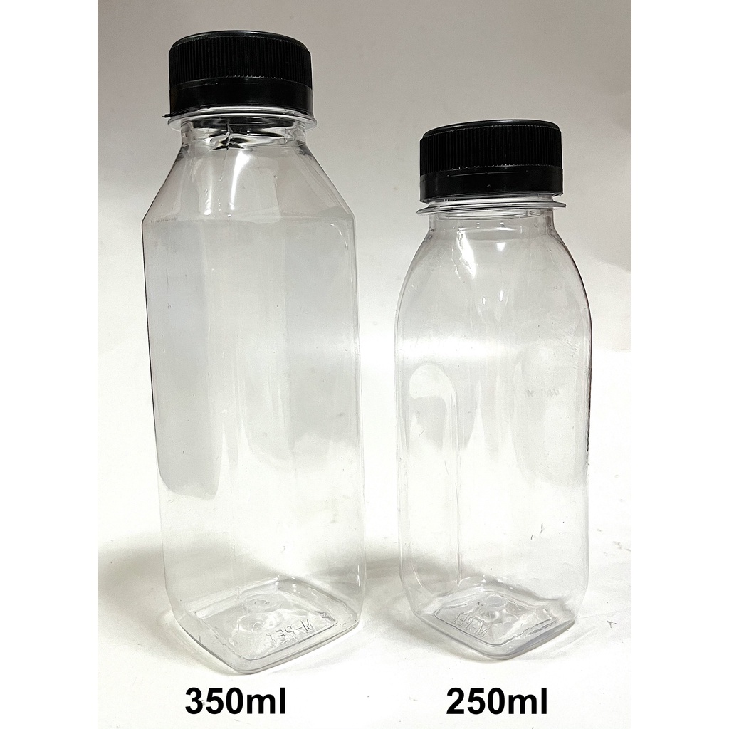 250ml & 350ml disposable square clear plastic tapioca bottle (for water ...