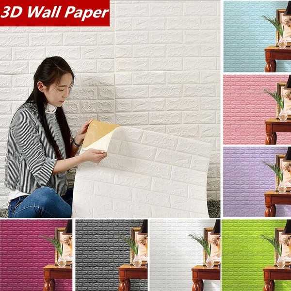 New PE Foam  3D  Wallpaper  DIY Wall Decor Embossed Brick 