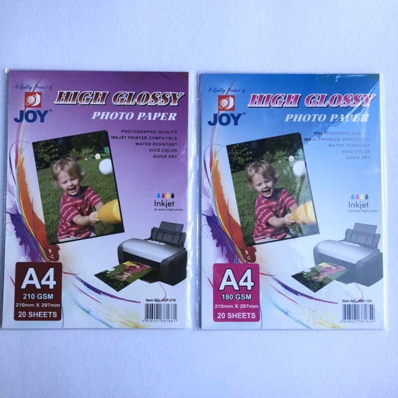 Joy Photo Paper Glossy 180/210gsm 20sheets per pack | Shopee Philippines