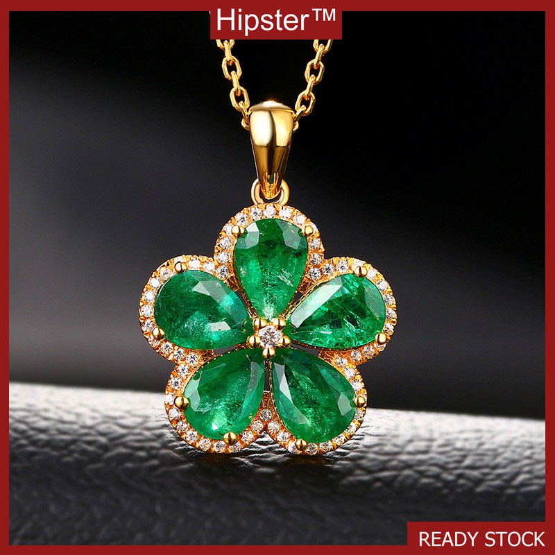 New Emerald Five-Leaf Clover Pendant Necklace | Shopee Philippines