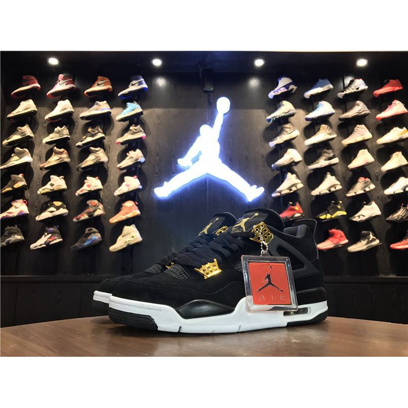 Nike Air Jordan 4 Retro Royalty Black/Metallic Gold-White | Shopee  Philippines