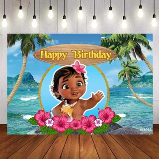 Baby Moana Birthday Backdrop Cartoon Characters Flowers Blue Sea Photography Background For Children Party Decoration Flora Backdrop Custom Name Photo Shopee Philippines