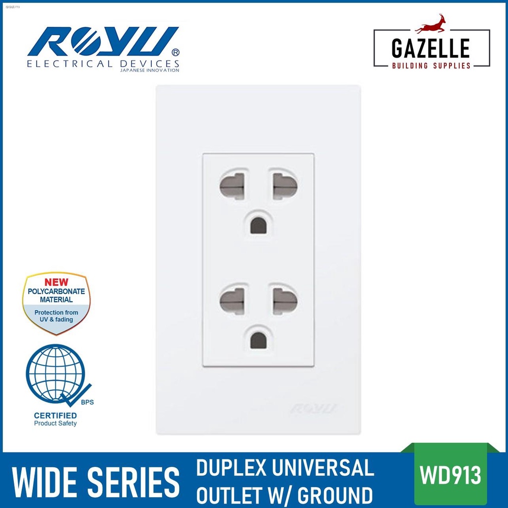 Royu Wide Series Duplex Universal Outlet W Ground Shutter Set Wd Shopee Philippines