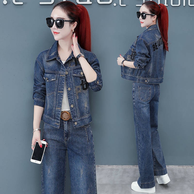 denim suit for ladies