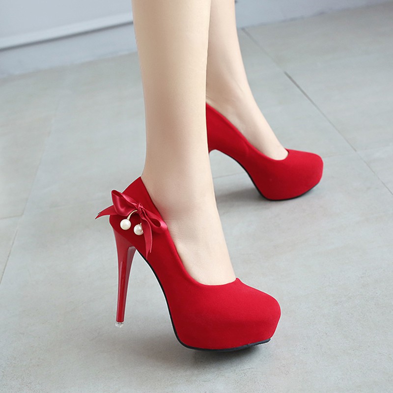 high heels in red colour