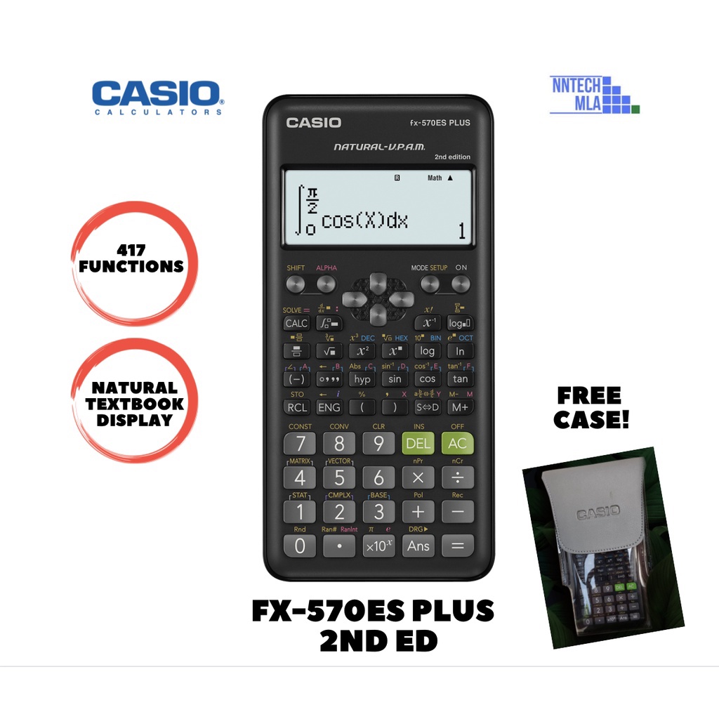 Casio Fx570es Plus 2nd Edition Scientific Calculator with Free Case