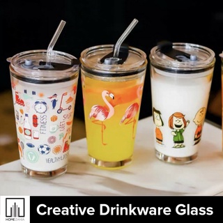 Home Zania Creative Cartoon Cup Net Red Glass Advertising Gift Water Cup Straw Cup