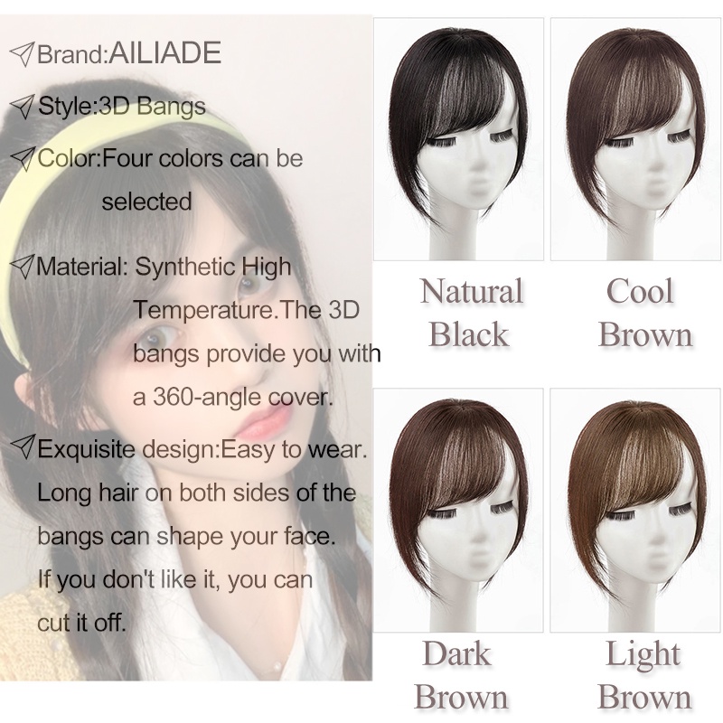 ✲AILIADE Synthetic 3D Gradient Bangs Invisible Replacement Clip in Top Hair  Wig Side Fringe Air Bang | Shopee Philippines