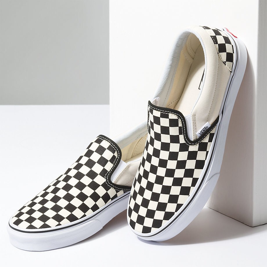 black white checkered vans