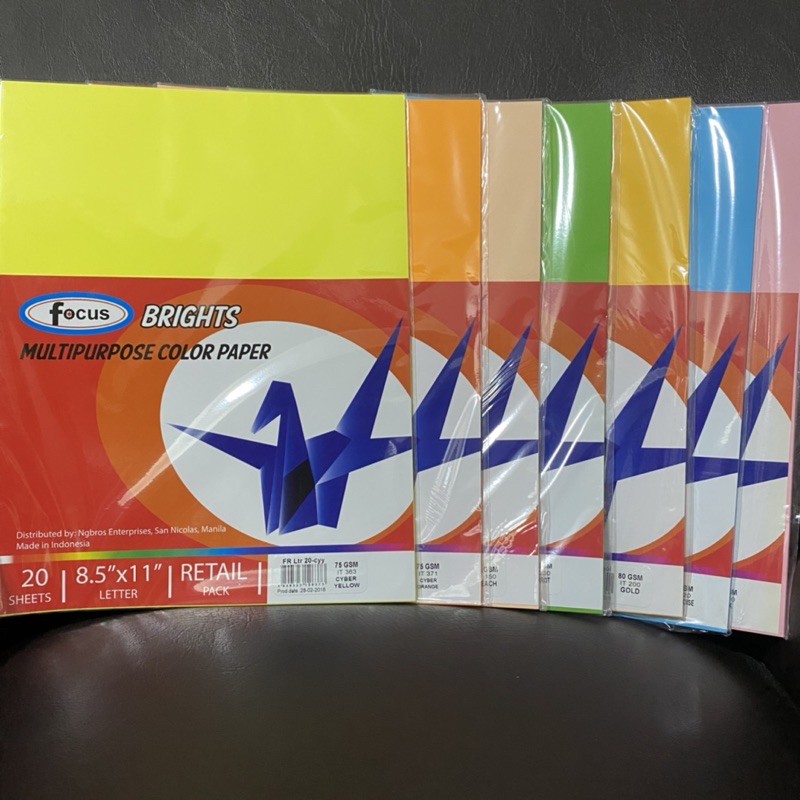 20 Sheets Focus Brights Multipurpose Color Paper 8.5x11 75GSM Single
