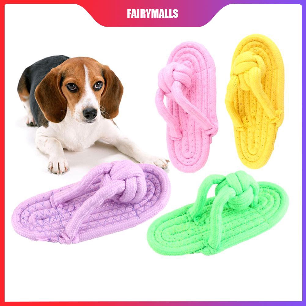 F☀Dog Flip Flops Chew Squeaker Cotton Bite Resistant Pets Clean Teeth