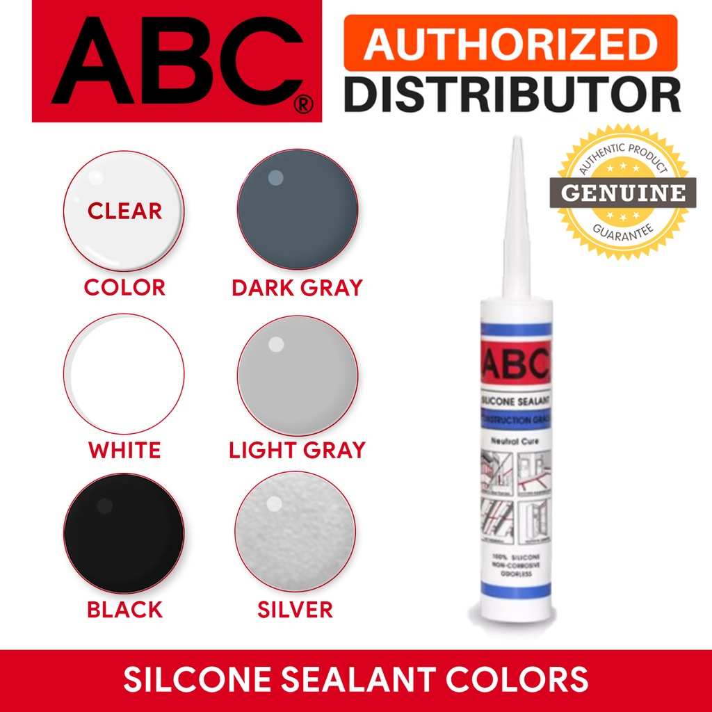 Original Abc Silicone Sealant Construction Grade 300ml Clear White Black Gray Silver Neutral