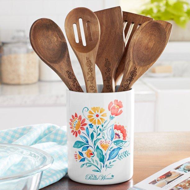 100% ORIGINAL The Pioneer Woman Utensil Crock, Mazie, 6-Piece Set ...