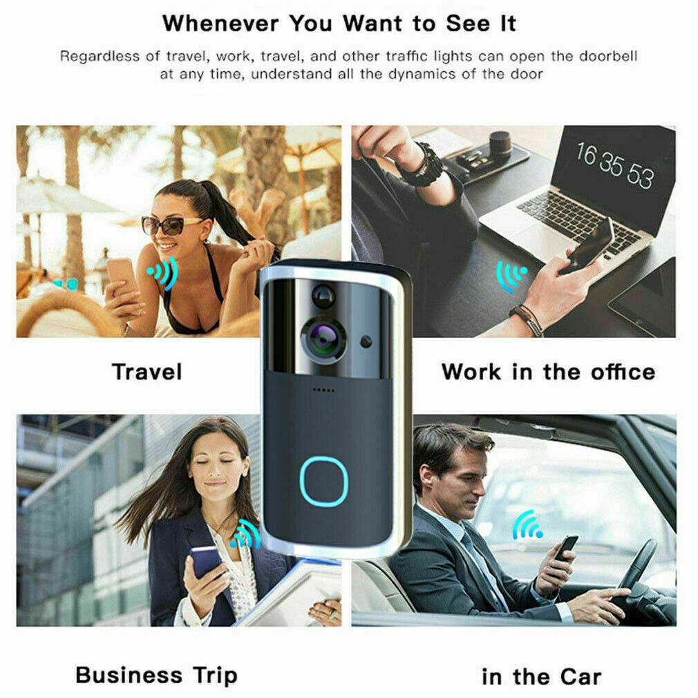 wireless smart wifi doorbell ir video visual ring camera intercom home security