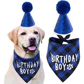 Dog Birthday Party Supplies Pet Birthday Hat and Scarf Doggy Birthday Bandana Set Pet I7S0