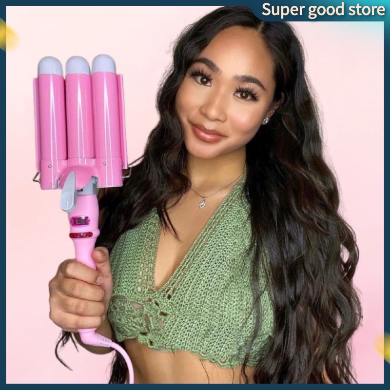 Three Barrel Curling Wand LCD Temperature Display 32mm Mermaid Curl