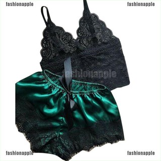 FAPH 2PCS Womens Lace Sleepwear Lingerie Tops Shorts Set joie | Shopee ...