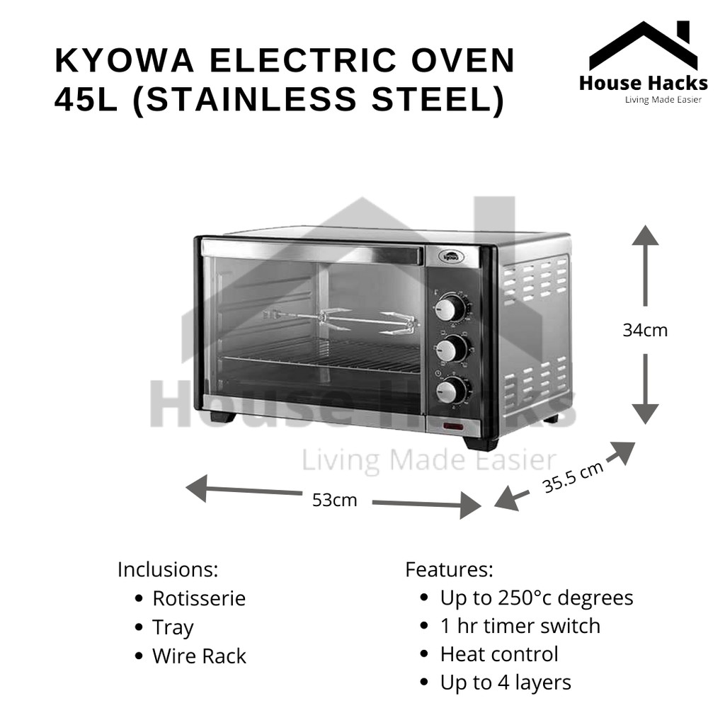 Kyowa Electric Oven 45L (Stainless Steel) KW3335 Shopee Philippines
