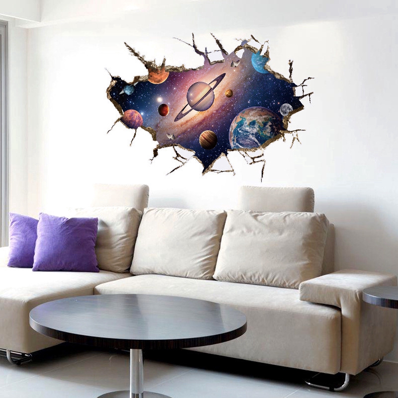 Space Astronaut Wall Stickers Bedroom Living Room Background Home Decorat HcJJC