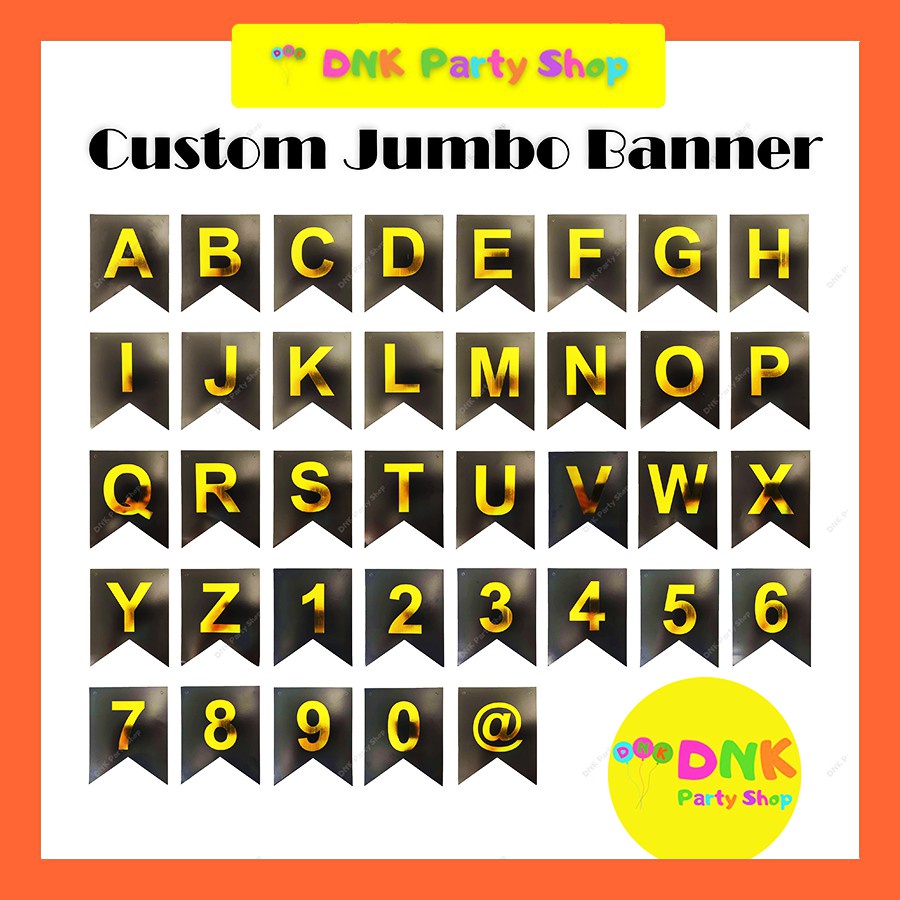 ✙Jumbo Black Gold Banner Custom Big Size Letters Numbers Alphanumeric Happy  Birthday Party Decoratio | Shopee Philippines