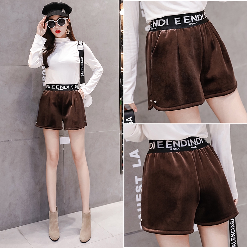 high waisted velvet shorts