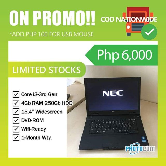 With Freebies Nec Core I3 3rd Gen With Built In Camera Laptop Good For School Office Use Shopee Philippines