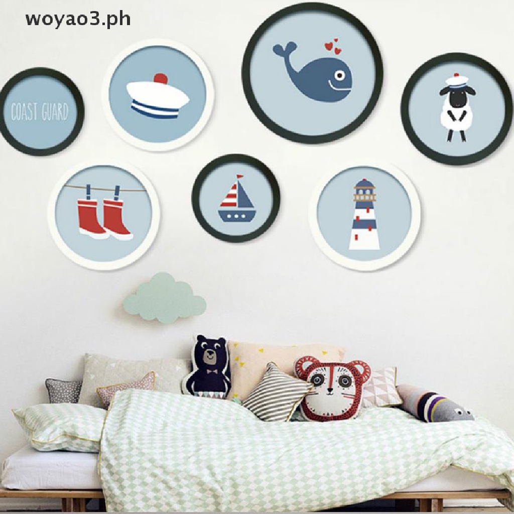 [woyao3] Round Photo Frame DIY Wooden Photo Frames Wall Mounted Hanging