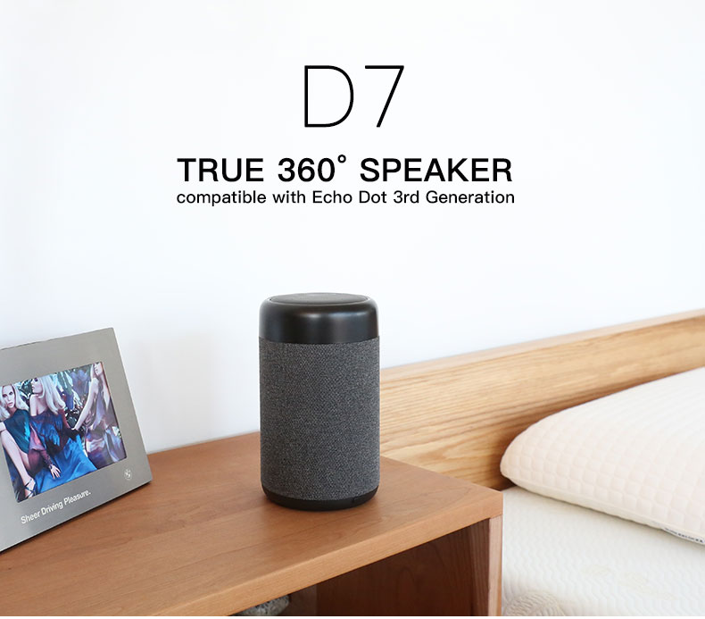 GGMM D7 Portable Speaker Dedicated for Dot 3rd Gen Battery Power Supply 7 Hours Playtime Premium Dynamic 360° Sound Increasing The Original Volume Power Supply and Dot Not Included New Version 