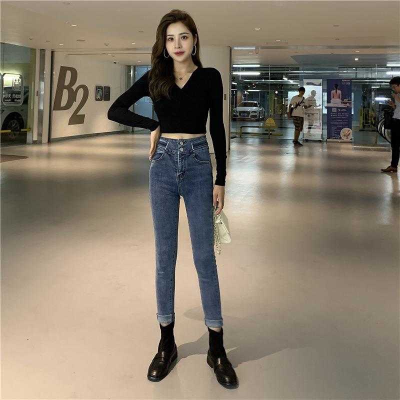 high rise stretchy jeans