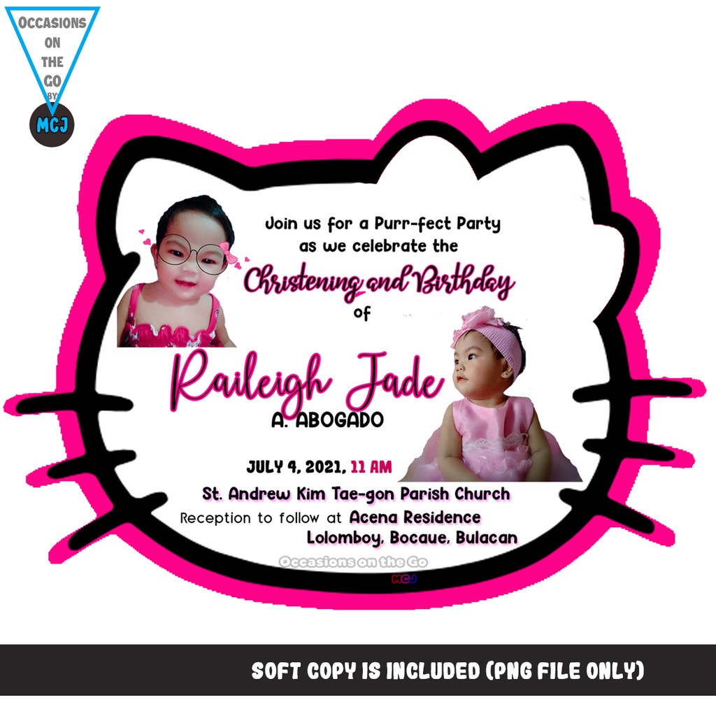 Hello Kitty Head Template For Invitation