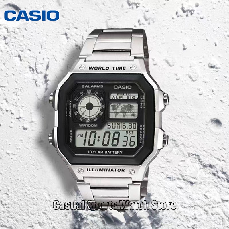CASIO World Time Watch Men AE 1200WHD 1A CASIO Watch For Men Stainless