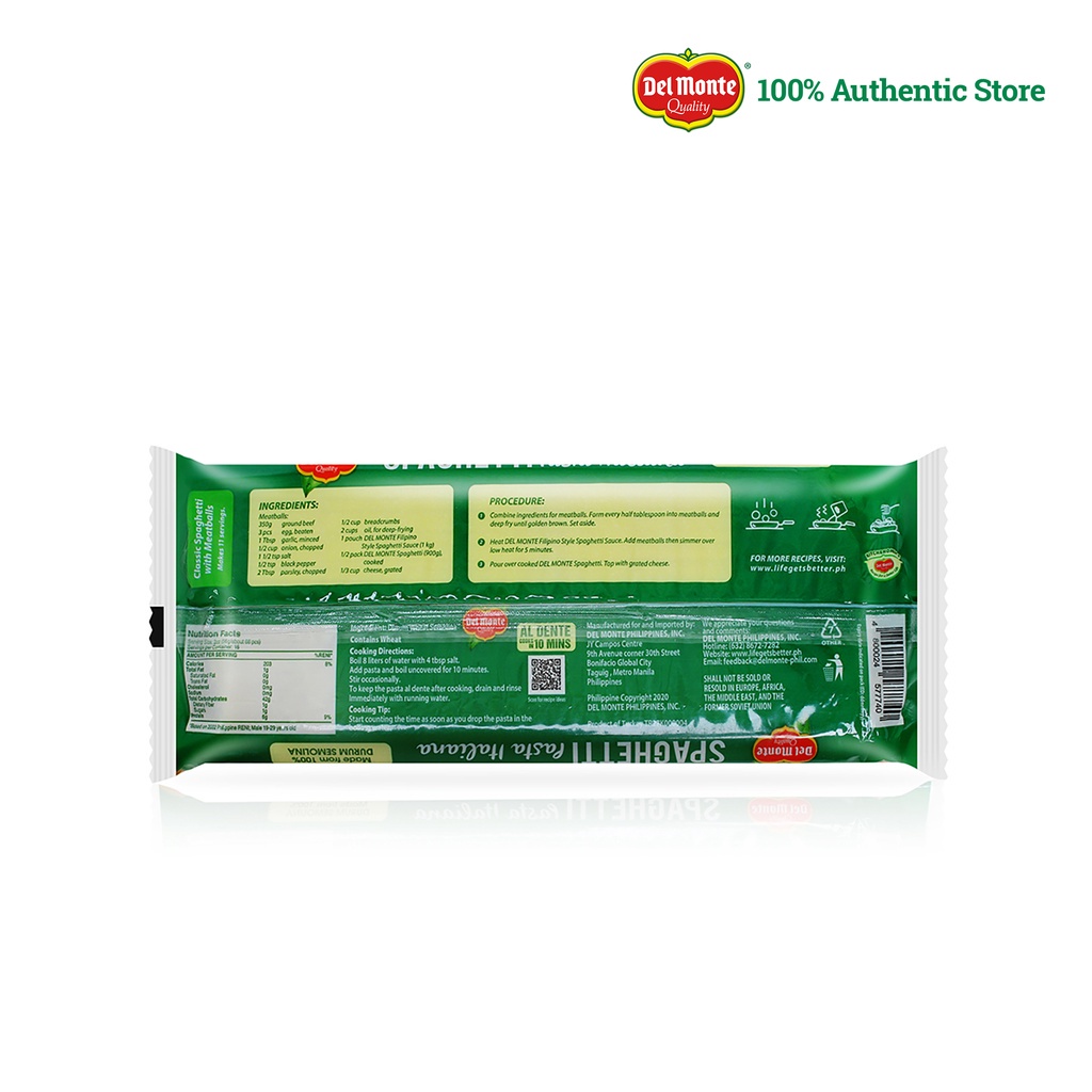 DEL MONTE Spaghetti Pasta Italiana with High Quality Ingredients - 900g |  Shopee Philippines