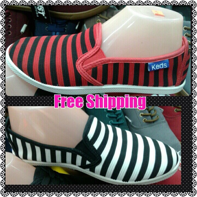 keds striped slip on