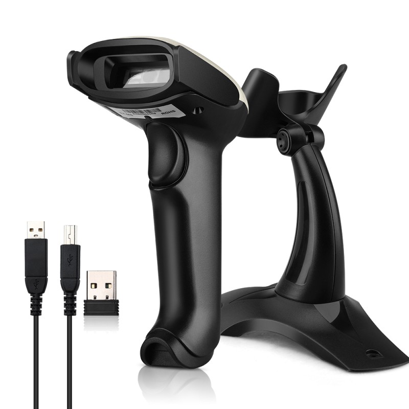 Evnvn Wireless 1D 2D QR Barcode Scanner with Adjustable Stand 2 in 1 ...