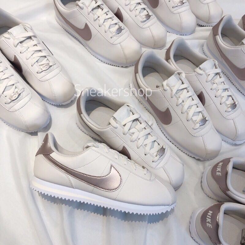 nike cortez white rose gold