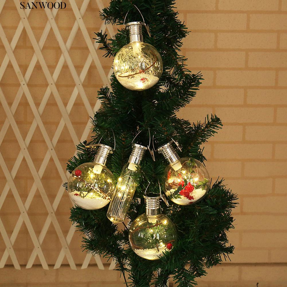 Solar Powered Christmas Tree Clear Ball Bulb Hanging Xmas