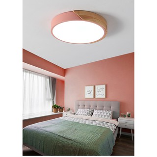 Modern LED Ceiling Light Ultra Thin Lamp Wooden Three color remote dimming For Living Room Home Deco #3
