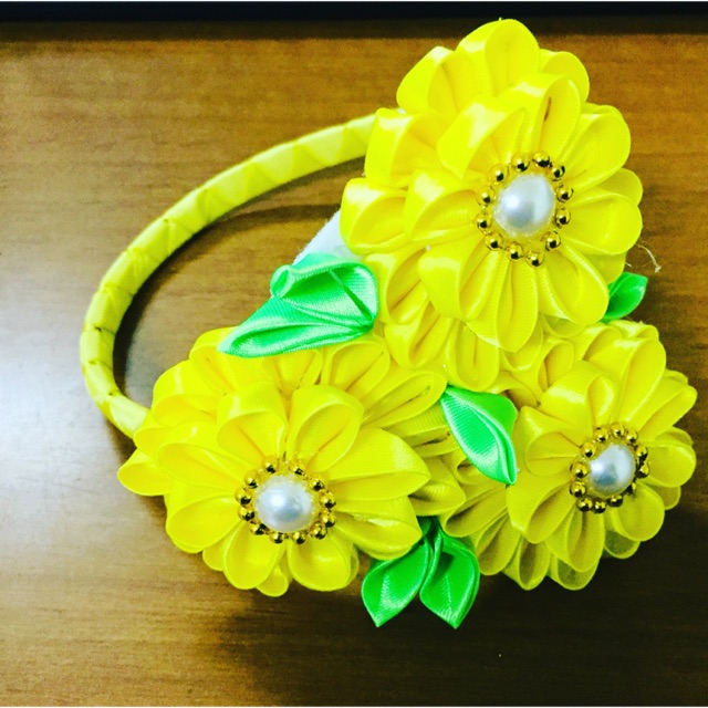 Yellow Kanzashi Flower Headband With Three Flowers Shopee Philippines