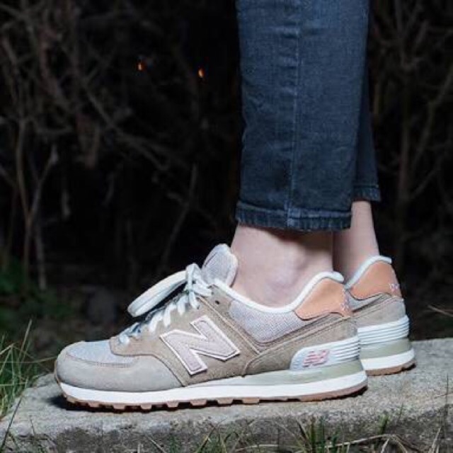 new balance 574 beige pink beach cruiser