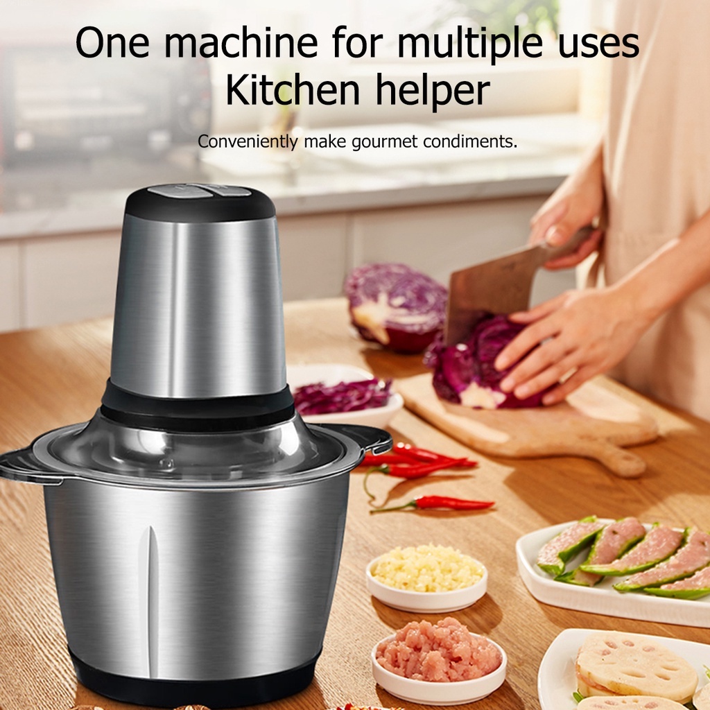 Food Processors, Mini Meat Grinder & Veggie Chopper With 2 Bowls (8 Cup+8 Cup), Electric Food Chopper With 2 Sets Of Bi-Level Blades For Meat