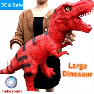 Large Dinosaur Tyrannosaurus Rex Toy Make Sound Kids Simulation Animal Dinosaur World Model Soft Rubber Tricerat