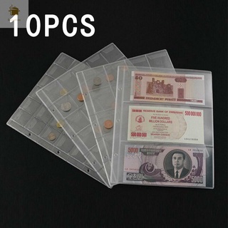 Details about   10pcs Banknote Album Refills 3 Pocket Plastic Storage Sleeves Page Bill Collect 