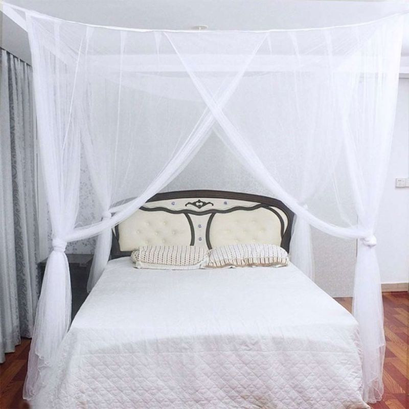 Mosquito Net Canopy 4 Corner Post, Canopy Bed Curtains Queen