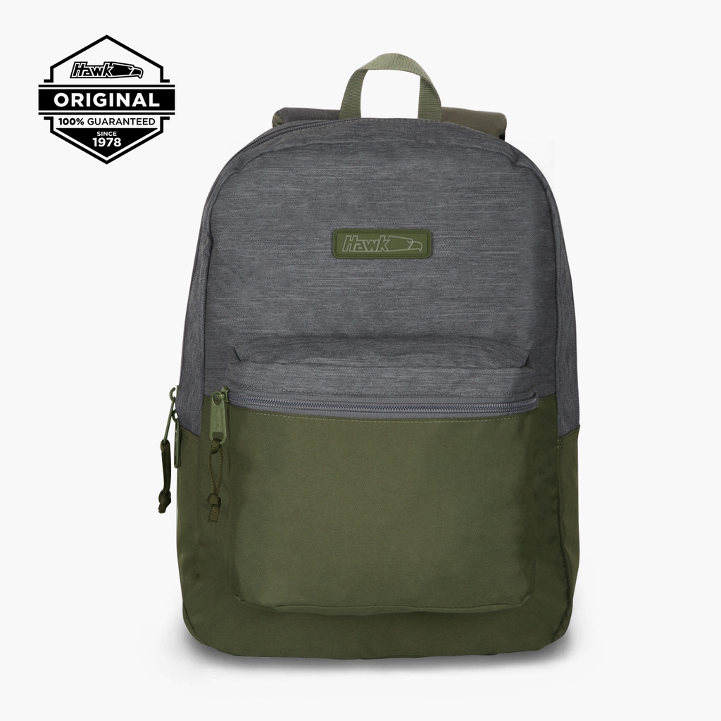 Hawk 4897 Backpack (Grey/Moss GreenTextured) Shopee Philippines